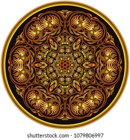 Vector abstract decorative floral ethnic round ornamental illustration. 