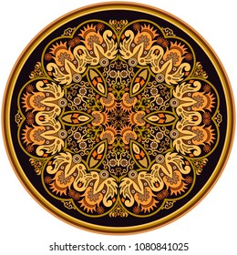 Vector abstract decorative floral ethnic round ornamental illustration. 