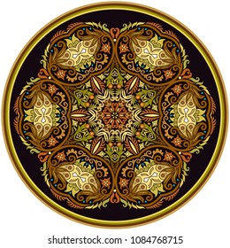 Vector abstract decorative floral ethnic round ornamental illustration. 