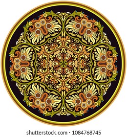 Vector abstract decorative floral ethnic round ornamental illustration. 