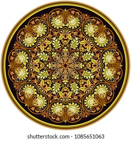 Vector abstract decorative floral ethnic round ornamental illustration. 
