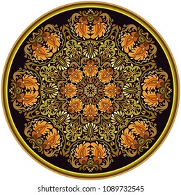 Vector abstract decorative floral ethnic round ornamental illustration. 