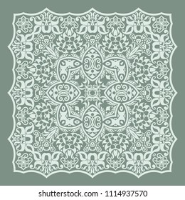 Vector abstract decorative floral ethnic  ornamental illustration. Vintage square doily
