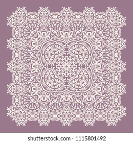 Vector abstract decorative floral ethnic  ornamental illustration. Vintage square doily