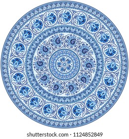 Vector abstract decorative floral ethnic round ornamental illustration. 