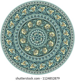 Vector abstract decorative floral ethnic round ornamental illustration. 