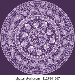 Vector abstract decorative floral ethnic round ornamental illustration. 