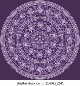 Vector abstract decorative floral ethnic round ornamental illustration. 