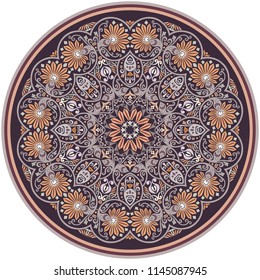 Vector abstract decorative floral ethnic round ornamental illustration. 
