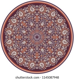Vector abstract decorative floral ethnic round ornamental illustration. 