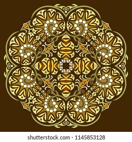 Vector abstract decorative floral ethnic round ornamental illustration. 
