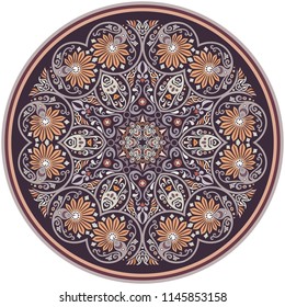 Vetor decorativo floral decorativo ilustração ornamental étnica redonda. 