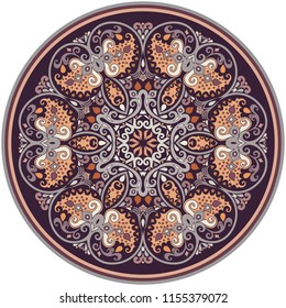 Vector abstract decorative floral ethnic round ornamental illustration. 