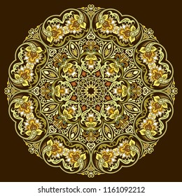 Vector abstract decorative floral ethnic round ornamental illustration. 