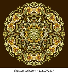 Vector abstract decorative floral ethnic round ornamental illustration. 