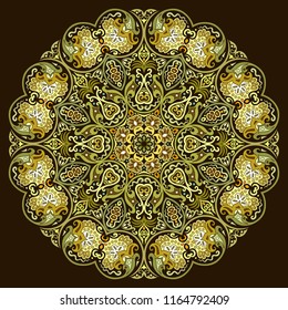 Vector abstract decorative floral ethnic round ornamental illustration. 