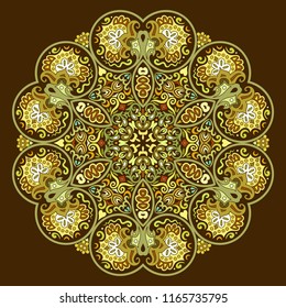 Vector abstract decorative floral ethnic round ornamental illustration. 