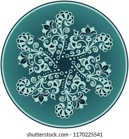 Vector abstract decorative floral ethnic round ornamental illustration. 