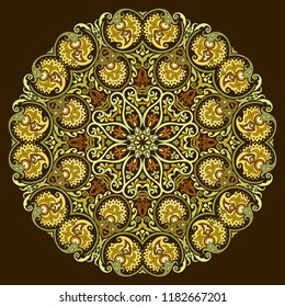 Vector abstract decorative floral ethnic round ornamental illustration. 