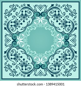 Vector abstract decorative floral ethnic  ornamental illustration. Square background