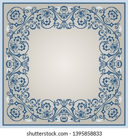 Vector abstract decorative floral ethnic  ornamental illustration. Square background