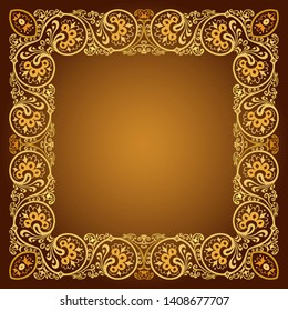 Vector abstract decorative floral ethnic  ornamental illustration. Square background