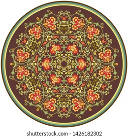 Vector abstract decorative floral ethnic round ornamental illustration. 