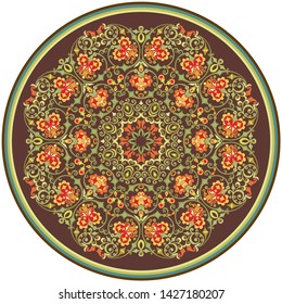 Vector abstract decorative floral ethnic round ornamental illustration. 