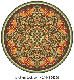 Vector abstract decorative floral ethnic round ornamental illustration. 