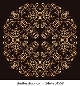Vector abstract decorative floral ethnic round ornamental illustration. 