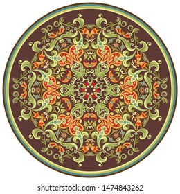 Vector abstract decorative floral ethnic round ornamental illustration. 