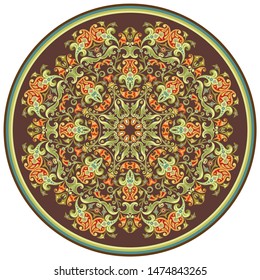 Vector abstract decorative floral ethnic round ornamental illustration. 