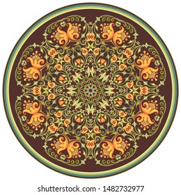 Vector abstract decorative floral ethnic round ornamental illustration. 