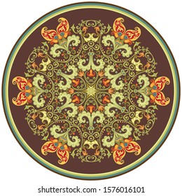 Vector abstract decorative floral ethnic round ornamental illustration. 