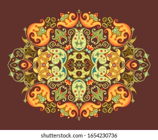 Vector abstract decorative floral ethnic ornamental illustration