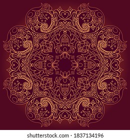 Vector abstract decorative floral ethnic round ornamental illustration. 
