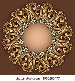 Vector abstract decorative floral ethnic ornamental illustration. Colorful frame