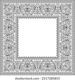 Vector abstract decorative floral ethnic ornamental illustration. Square sketchy background