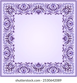 Vector abstract decorative floral ethnic ornamental illustration. Square background