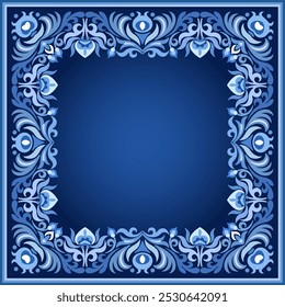 Vector abstract decorative floral ethnic ornamental illustration. Square background