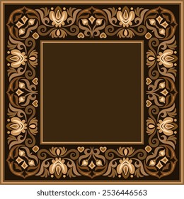 Vector abstract decorative floral ethnic ornamental illustration. Square background
