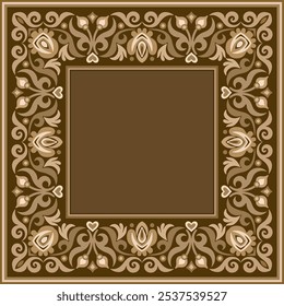 Vector abstract decorative floral ethnic ornamental illustration. Square background