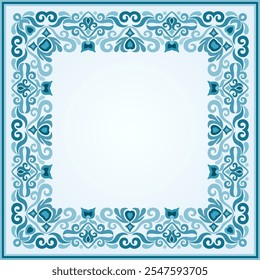 Vector abstract decorative floral ethnic ornamental illustration. Square background