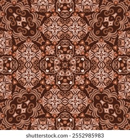 Vector abstract decorative floral ethnic ornamental seamless pattern. Monochrome background