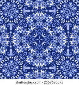 Vector abstract decorative floral ethnic ornamental seamless pattern. Colorful background