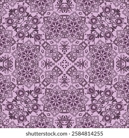 
Vector abstract decorative floral ethnic ornamental seamless pattern. Monochrome background