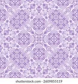 Vector abstract decorative floral ethnic ornamental seamless pattern. Monochrome background