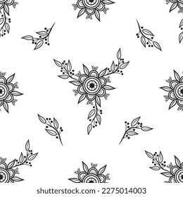 Vector abstract decorative floral seamless pattern on a white background