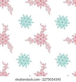 Vector abstract decorative floral seamless pattern on a white background