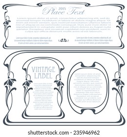 Vector abstract decorative frame from bound plants and flowers for decoration and design